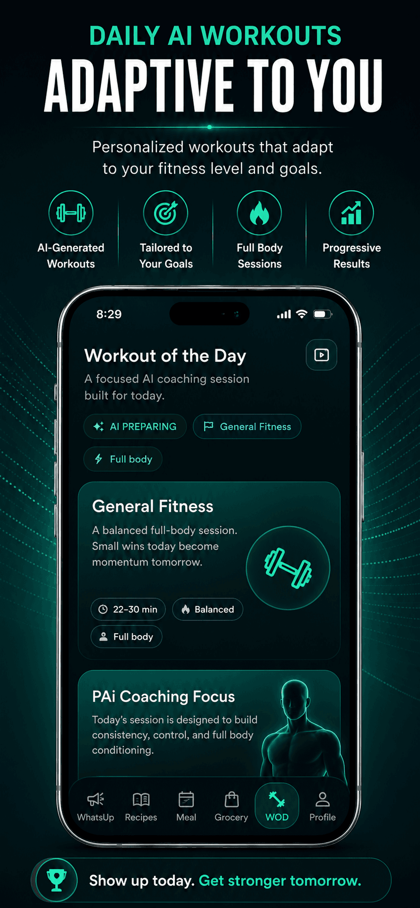 PAi workout intelligence mobile experience