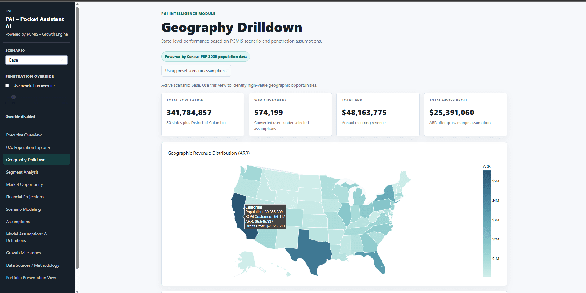 PCMIS geographic revenue opportunity map